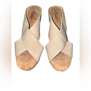 Lucky Brand Cream Wedges with Criss-Cross Straps